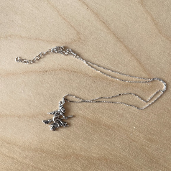 925 Sterling Silver Witch Pendant With 12” Chain - Picture 1 of 5